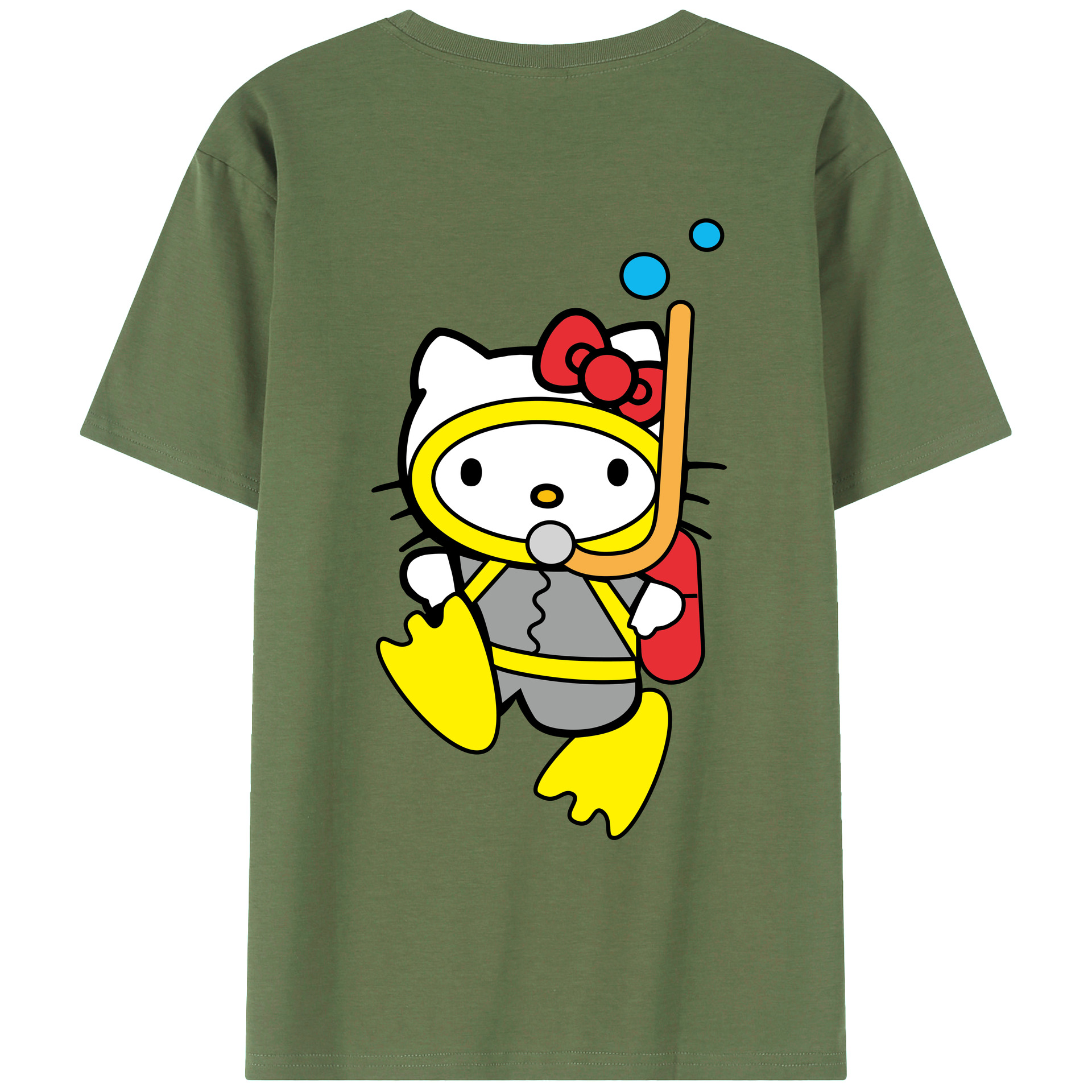（画像用） Hello Kitty ハローキティ 綿100％ メンズ半袖Tシャツ（バックプリント） 通気性